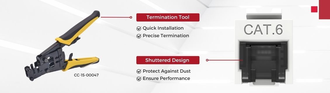 Eenvoudige installatie voor Cat6-aansluiting met 90 graden punch-down